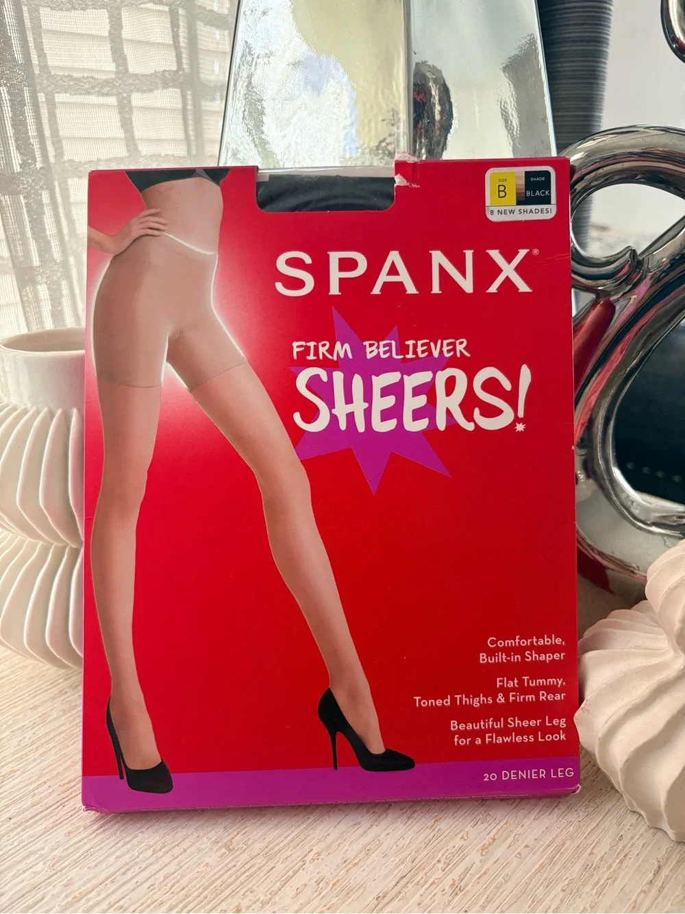 NWT Spanx Black Firm Believer Sheers Size B